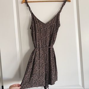 American Eagle Outfitters Leopard Print Tie Waist Romper
